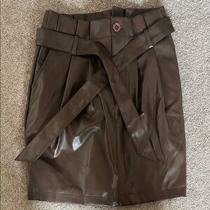 Kendall & Kylie Chocolate Faux Leather Skirt